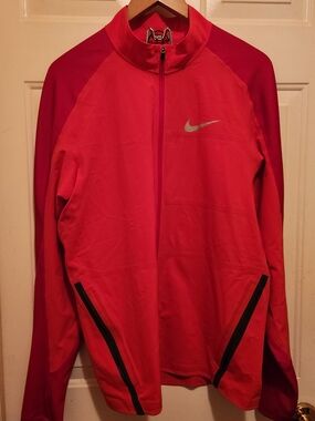 Nike Red/Pink Running Jacket with Reflective Swoosh (Excellent Condition)